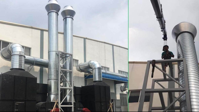 Hệ thống xử lý bụi và khí thải công ty giày apache